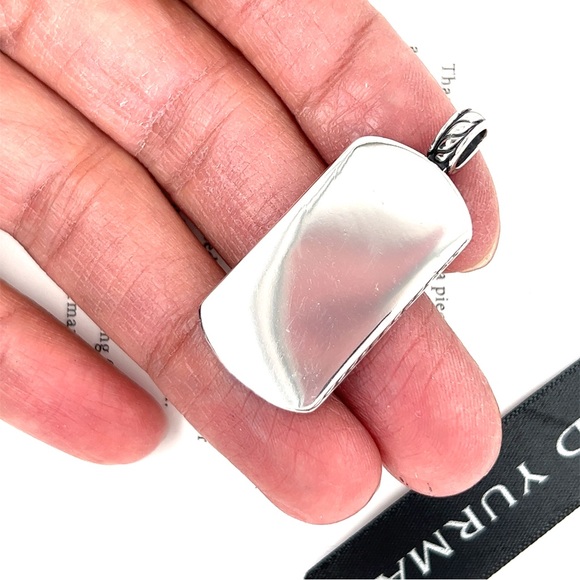 DAVID YURMAN Black Onyx Exotic Stone Men Women Dog Tag Amulet Streamline Pendant - Picture 2 of 4